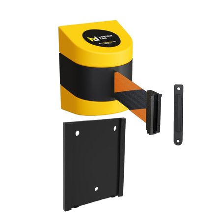 MONTOUR LINE Retr. Belt Barrier Yellow Removable Wall Mount, 15ft. Blk/Or Belt (F) WMX140-YW-BOD-RM-S-150